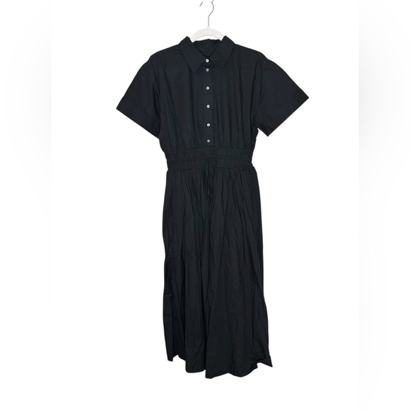 J. Crew Classic Black Elena Drama Midi Shirt-dress in cotton poplin NWT 8 - Picture 6 of 13